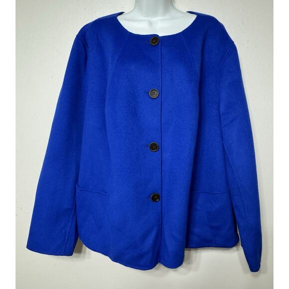 Talbots Woman Blazer Double Faced 90% Wool Royal Blue Jacket Plus Size 24W NWOT - Picture 1 of 10